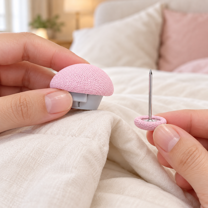 📌 Bedding Fasteners | Fabric | Bedrooms | Homeowners | Pink Mushroom Design