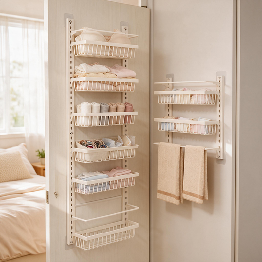 🧺 Door Organizer | Metal | Bathroom | For Families | Cream Finish