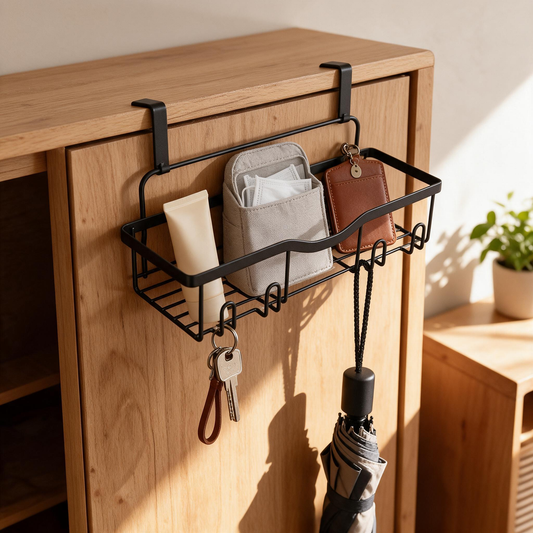 🖤 Space-Saving | Metal | Bathroom | For Renters | Black Hook Storage