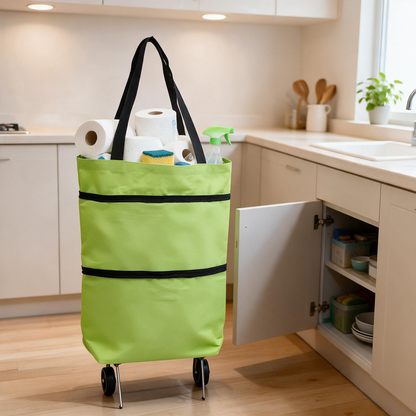 🛒 Shopping Cart | Fabric | Markets | Busy Moms | Bright Foldable Rolling Storage