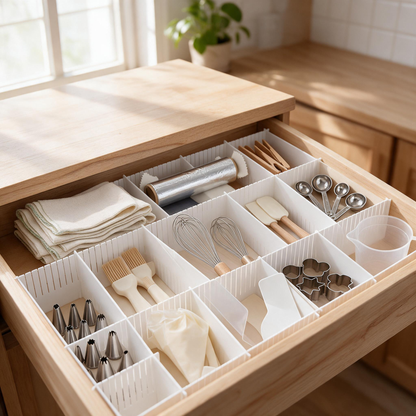 🗂️ Organizer‑Must‑Have | Sturdy Plastic Material | Drawer Divider Set | For Home & Office | Clean Minimalist White