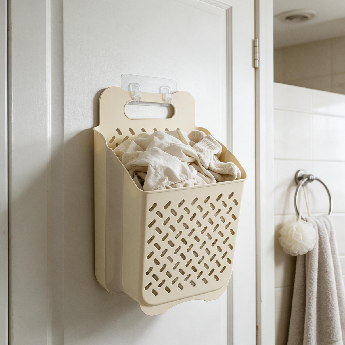 🧺 Laundry Basket | Plastic | Bathroom | Families | Foldable Wall-Mounted Storage