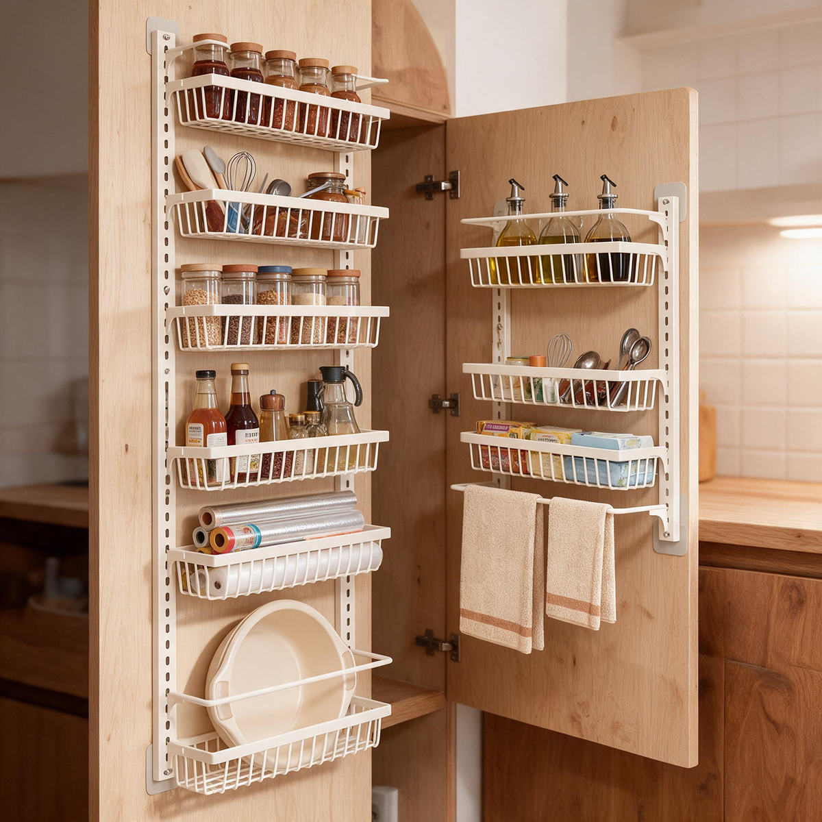 🧺 Door Organizer | Metal | Bathroom | For Families | Cream Finish