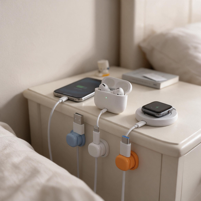 🔌 Cable Organizers | Silicone | Bedside | Busy Moms | Pastel Tidy Charging Cords