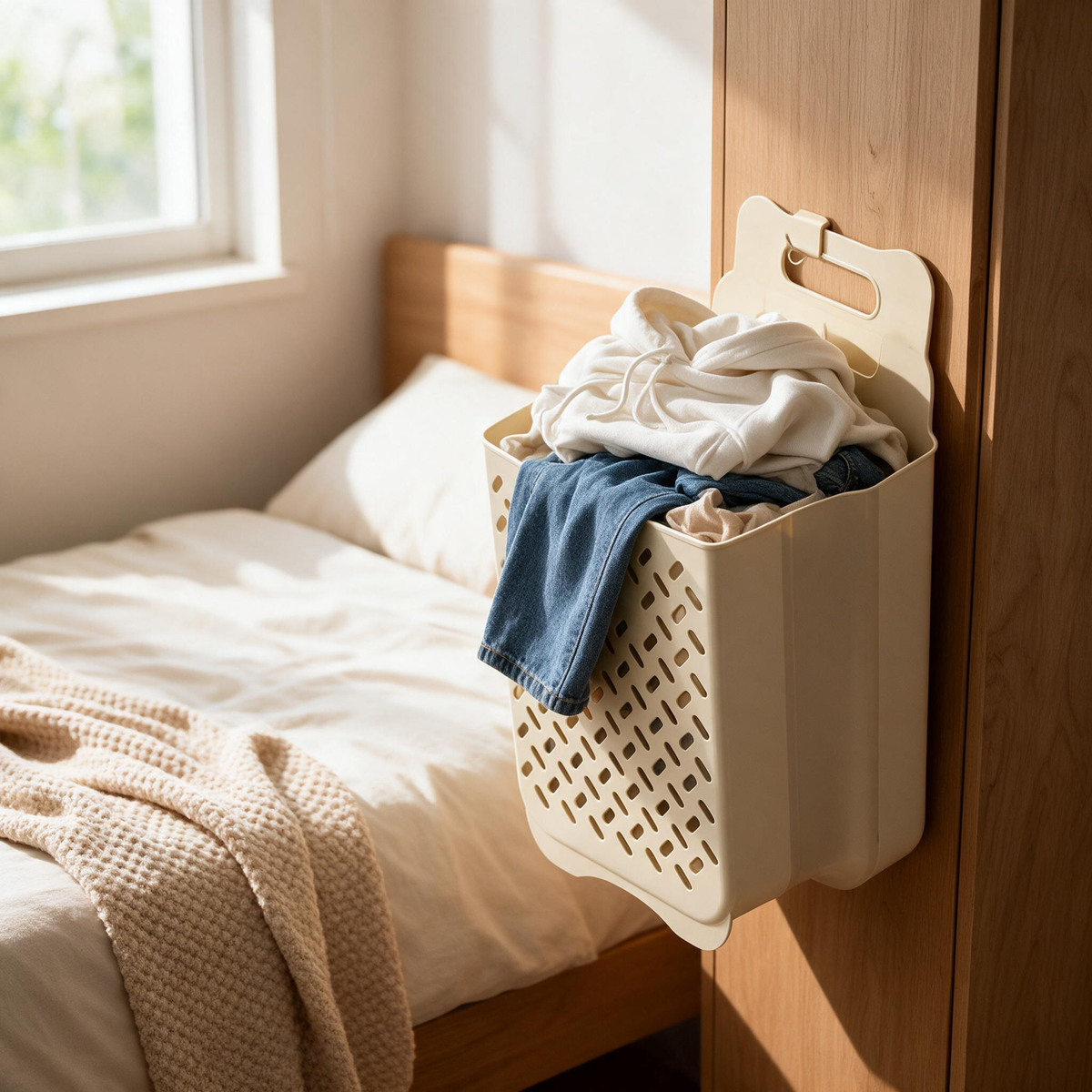 🧺 Laundry Basket | Plastic | Bathroom | Families | Foldable Wall-Mounted Storage
