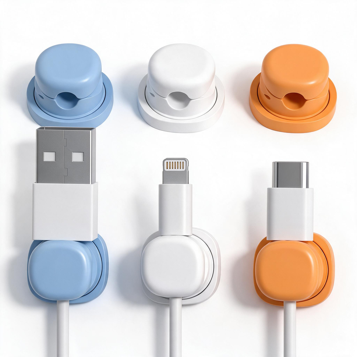 🔌 Cable Organizers | Silicone | Bedside | Busy Moms | Pastel Tidy Charging Cords