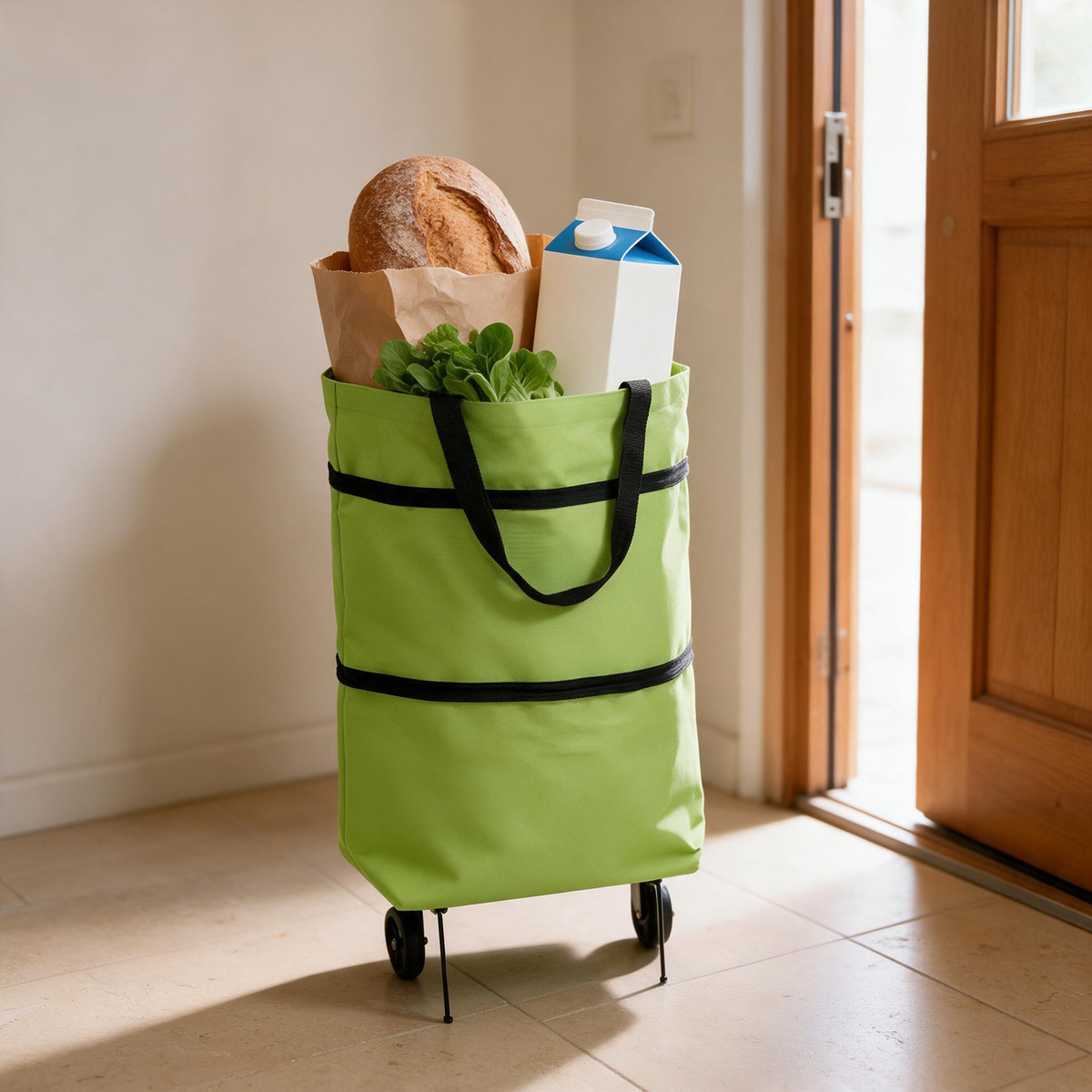 🛒 Shopping Cart | Fabric | Markets | Busy Moms | Bright Foldable Rolling Storage