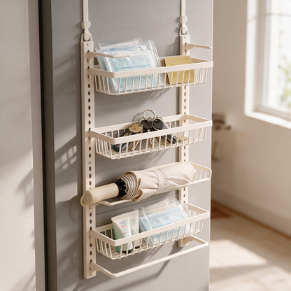 🧺 Door Organizer | Metal | Bathroom | For Families | Cream Finish
