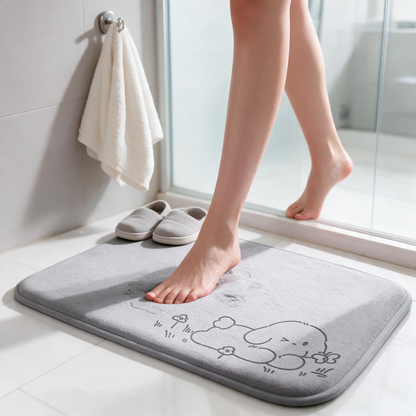 🐾 Home‑Essential | Soft Plush Fabric | Non‑Slip Bath Mat | For Household Users | Cute Cartoon Print Design