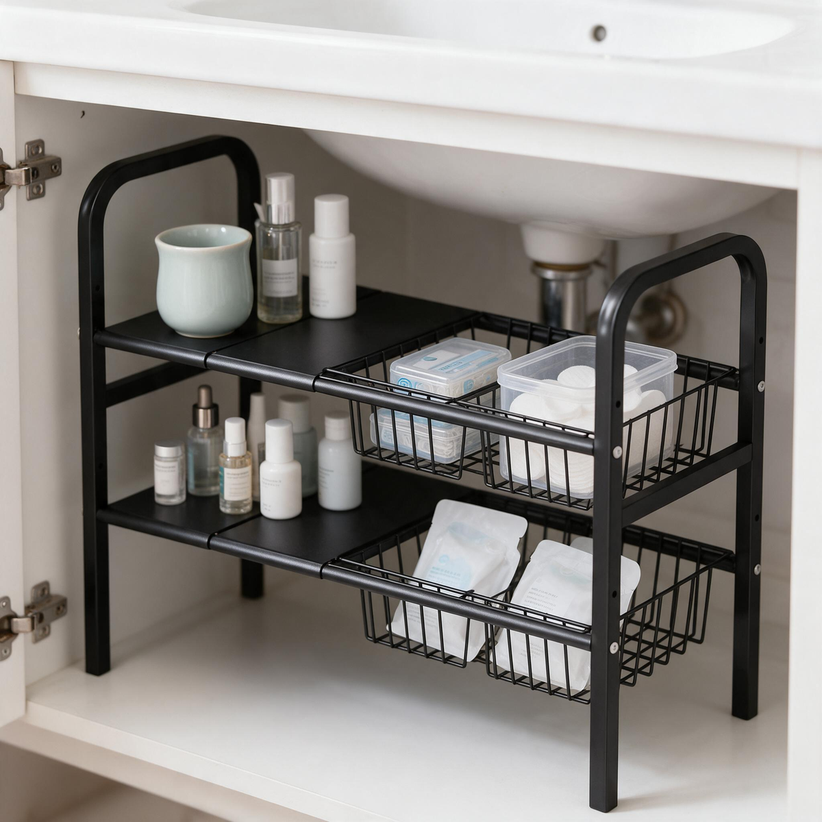 🗄️ Under Sink Organizer | Metal | Bathroom | Homeowners | Expandable Storage