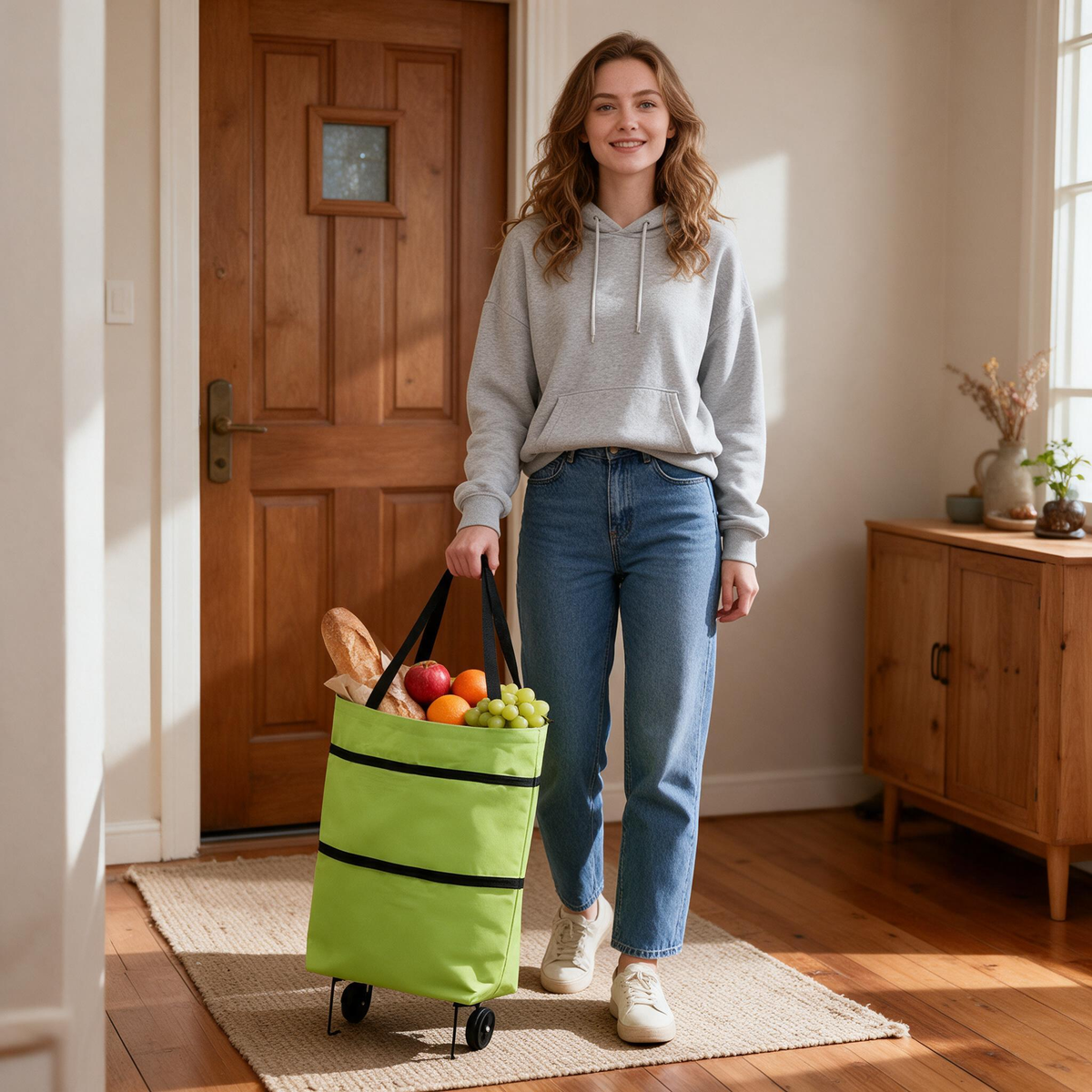 🛒 Shopping Cart | Fabric | Markets | Busy Moms | Bright Foldable Rolling Storage