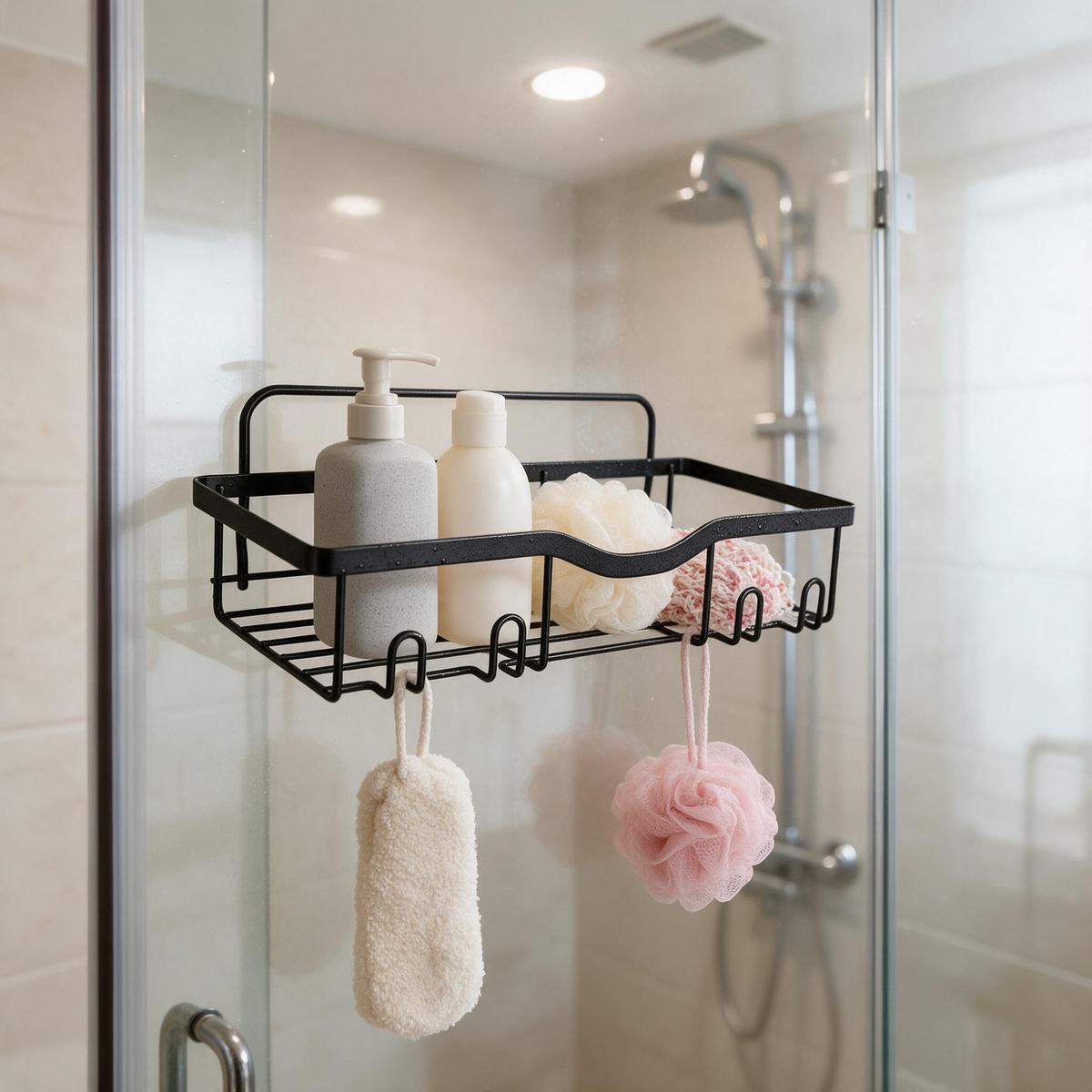 🖤 Space-Saving | Metal | Bathroom | For Renters | Black Hook Storage