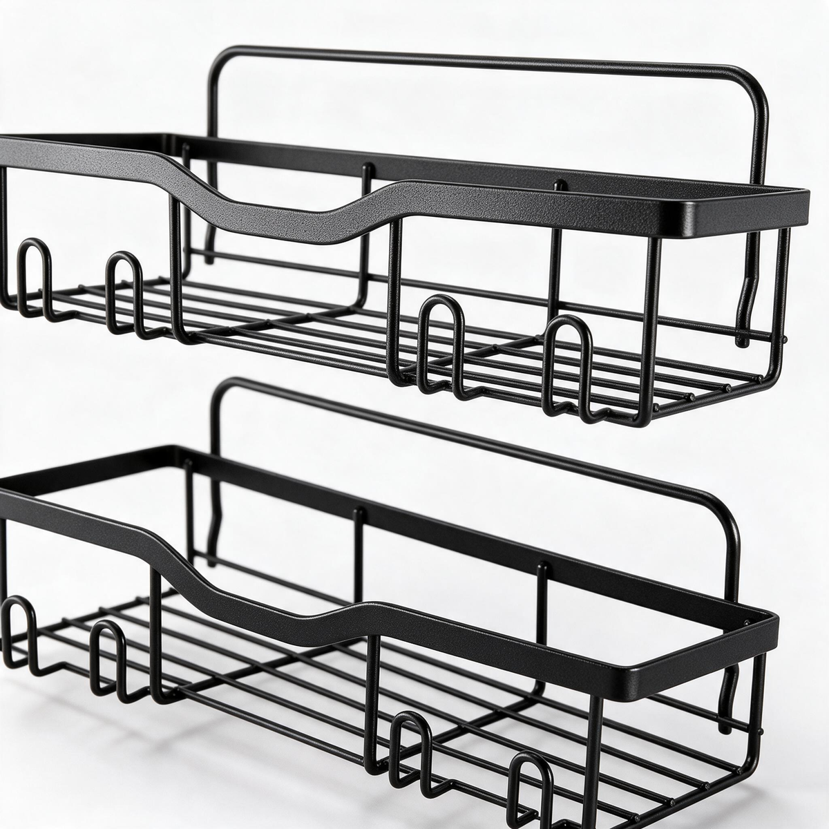 🖤 Space-Saving | Metal | Bathroom | For Renters | Black Hook Storage