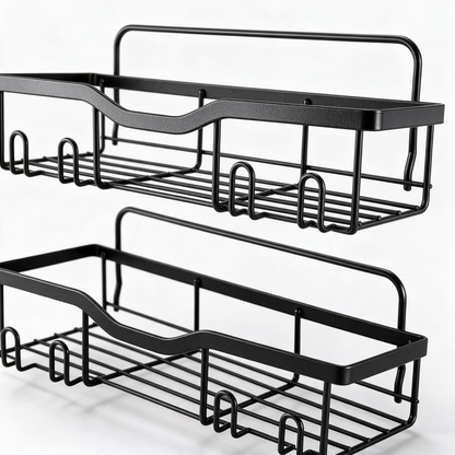 🖤 Space-Saving | Metal | Bathroom | For Renters | Black Hook Storage