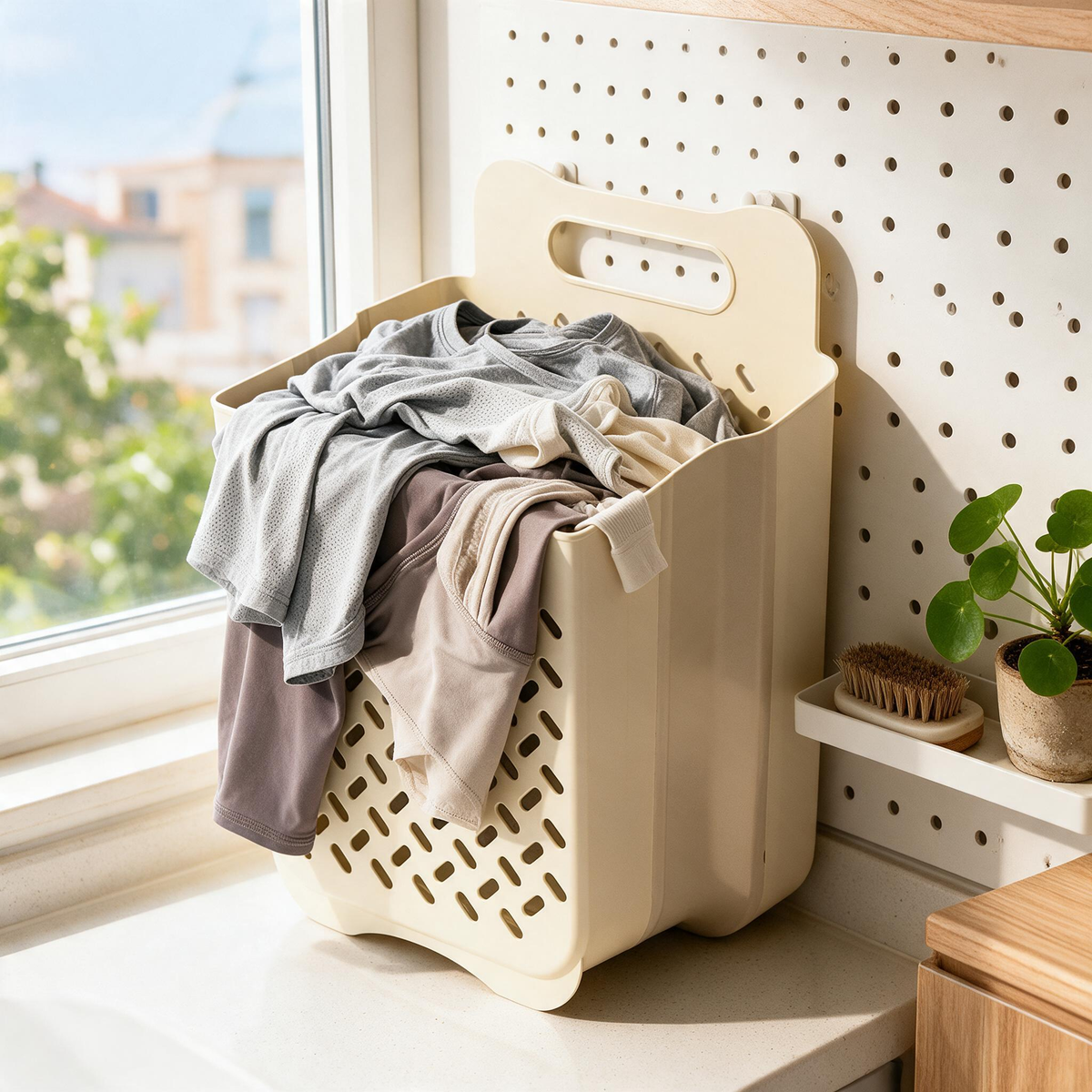 🧺 Laundry Basket | Plastic | Bathroom | Families | Foldable Wall-Mounted Storage
