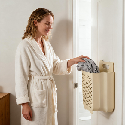 🧺 Laundry Basket | Plastic | Bathroom | Families | Foldable Wall-Mounted Storage