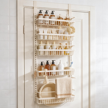 🧺 Door Organizer | Metal | Bathroom | For Families | Cream Finish